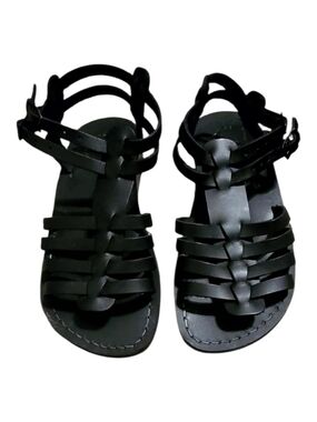 LIKE NEW Jerusalem Sandals Handmade Leather Black Strappy Women's Sandals Size 8